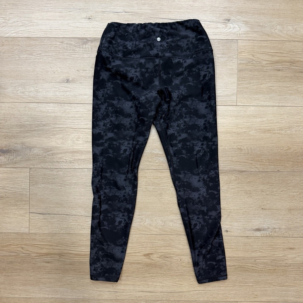 CRZ YOGA Womens L Fleece Lined Leggings Black Cloud Print High Rise Athletic - Picture 6 of 9